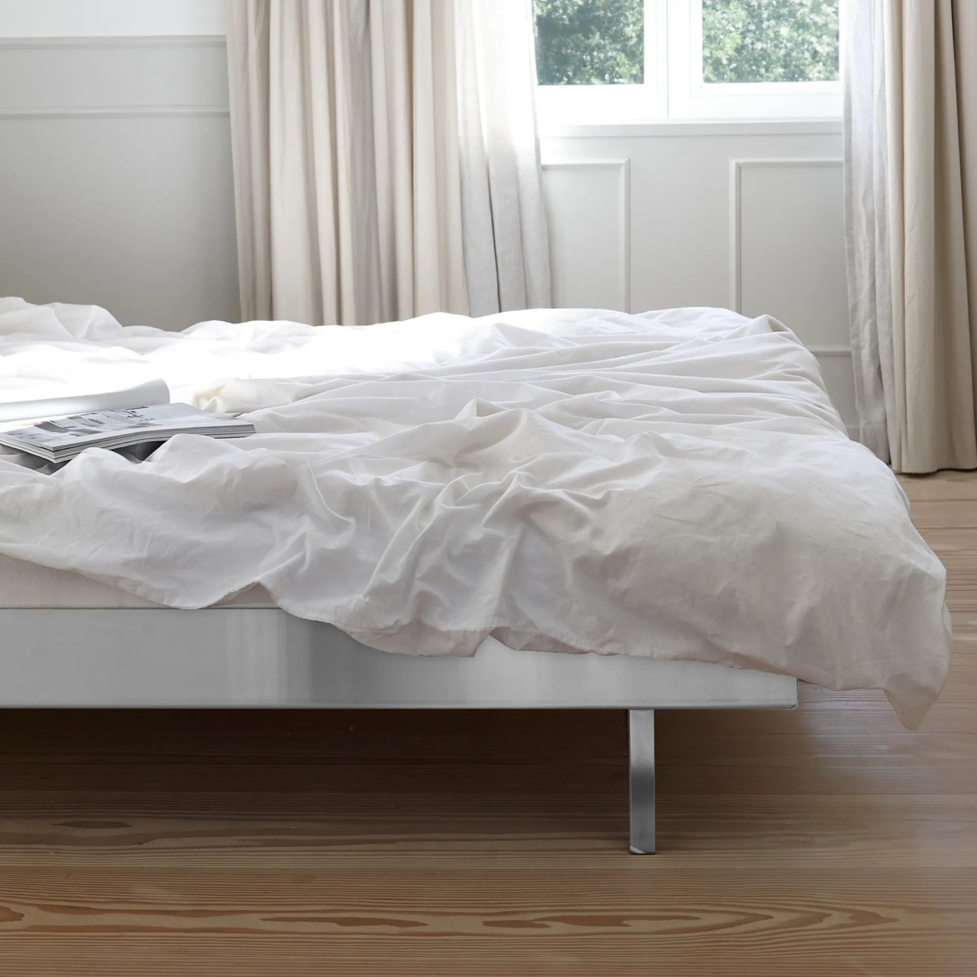  Sleek and sophisticated Stainless Steel Bed frame with clean lines and timeless appeal