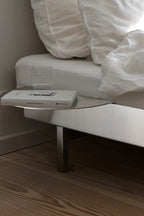  Elegant and modern stainless steel bed with adjustable headboard and built-in storage