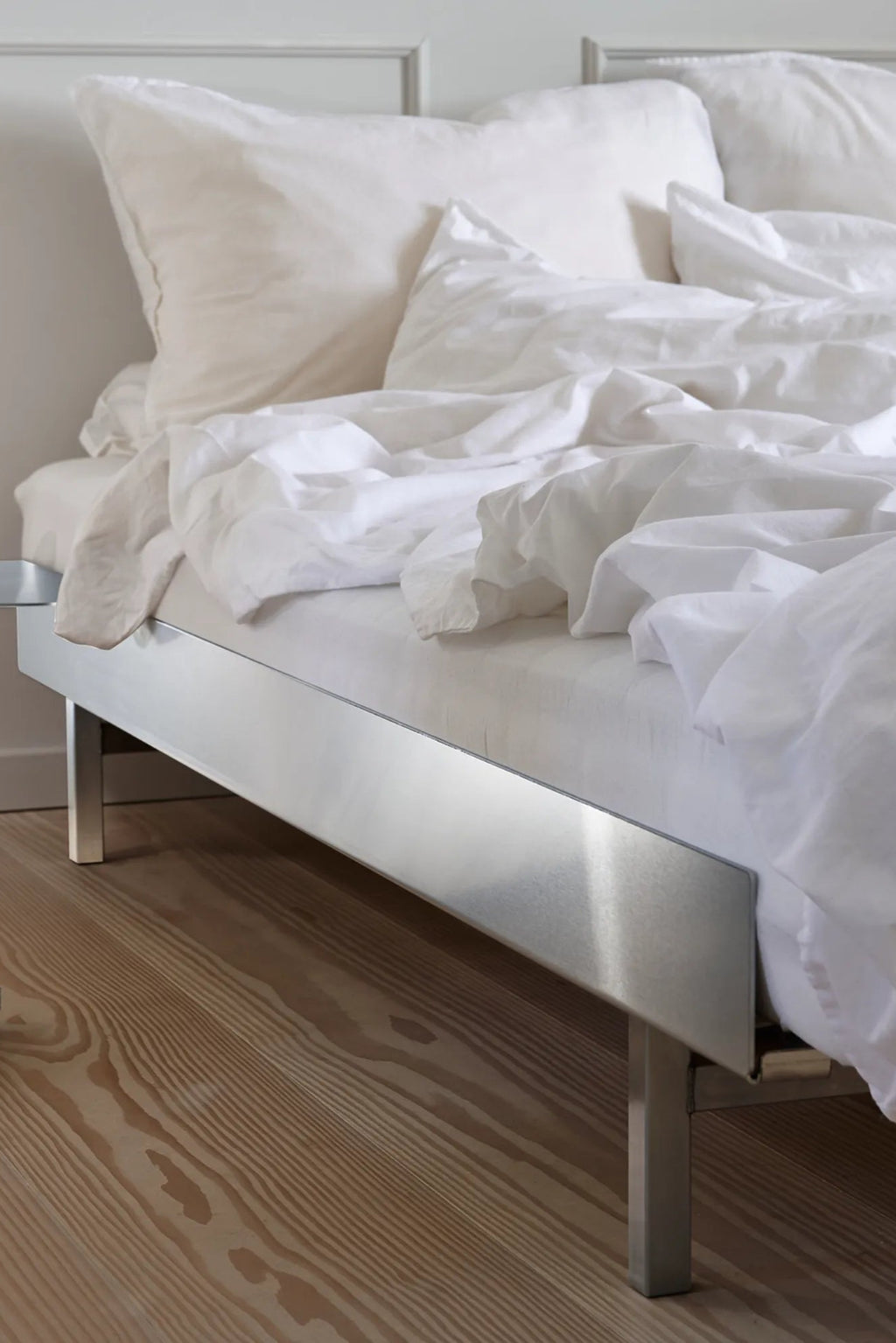  Luxurious stainless steel bed with comfortable mattress and stylish headboard