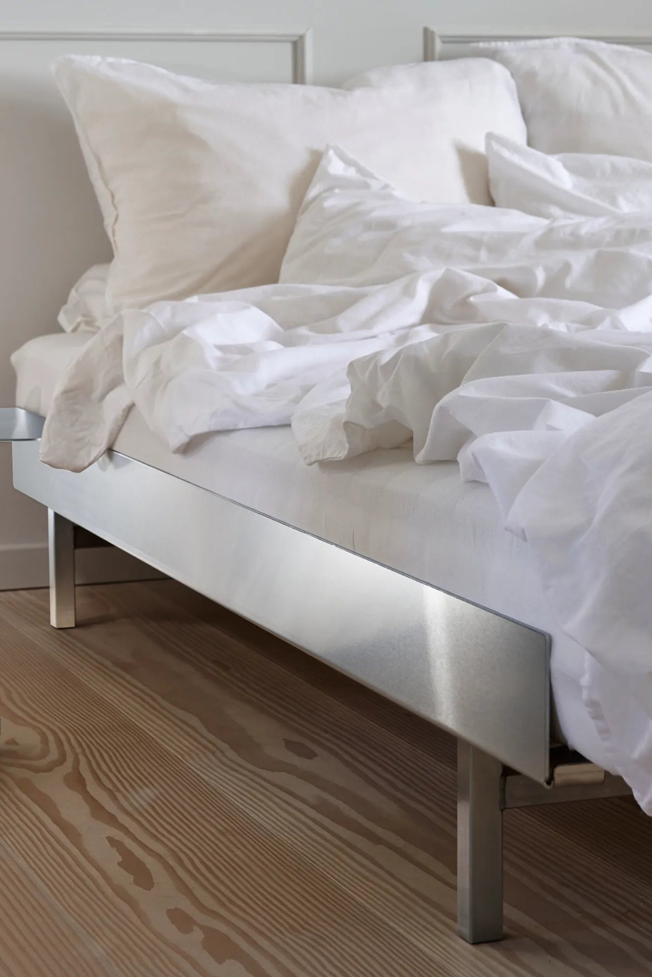  Luxurious stainless steel bed with comfortable mattress and stylish headboard