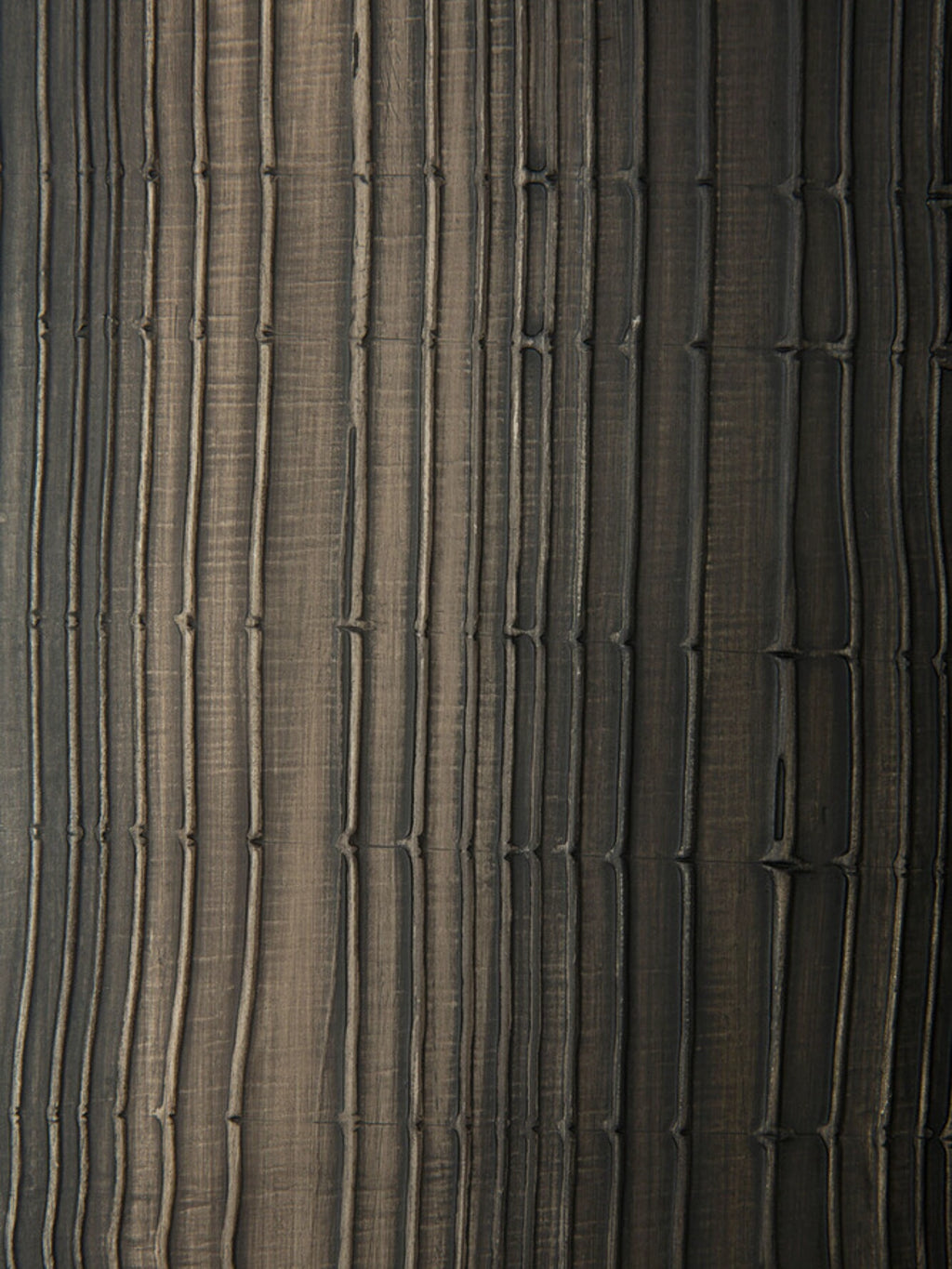 Ethnicraft Layered Clay Wall Art, a striking piece of organic modern wall decor featuring a deeply textured, ridged surface with irregular vertical lines that evoke a hand-carved natural aesthetic.