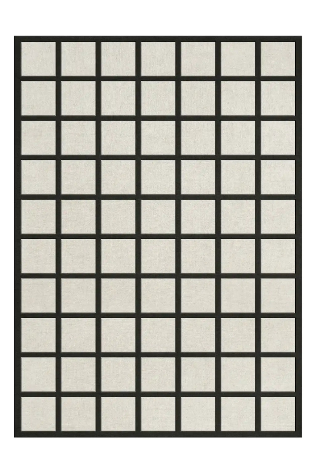 Layered Avenue Checked Wool Rug, a modern square rug with a grid pattern of light beige wool squares separated by dark charcoal lines. Perfect for adding contemporary style and warmth to any living...