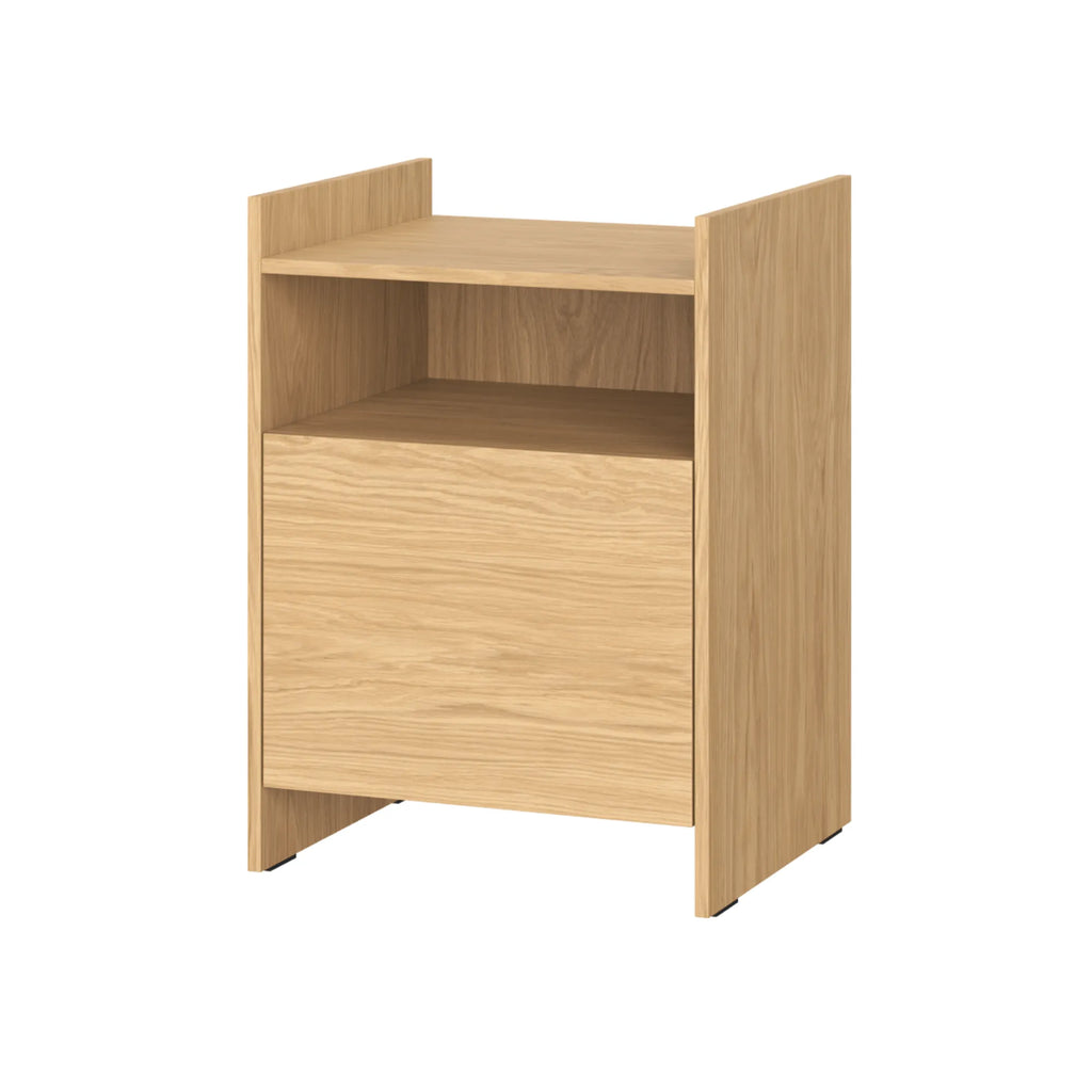 Toopt Bedside Table with 2 Drawers and Open Shelf in Oak Finish