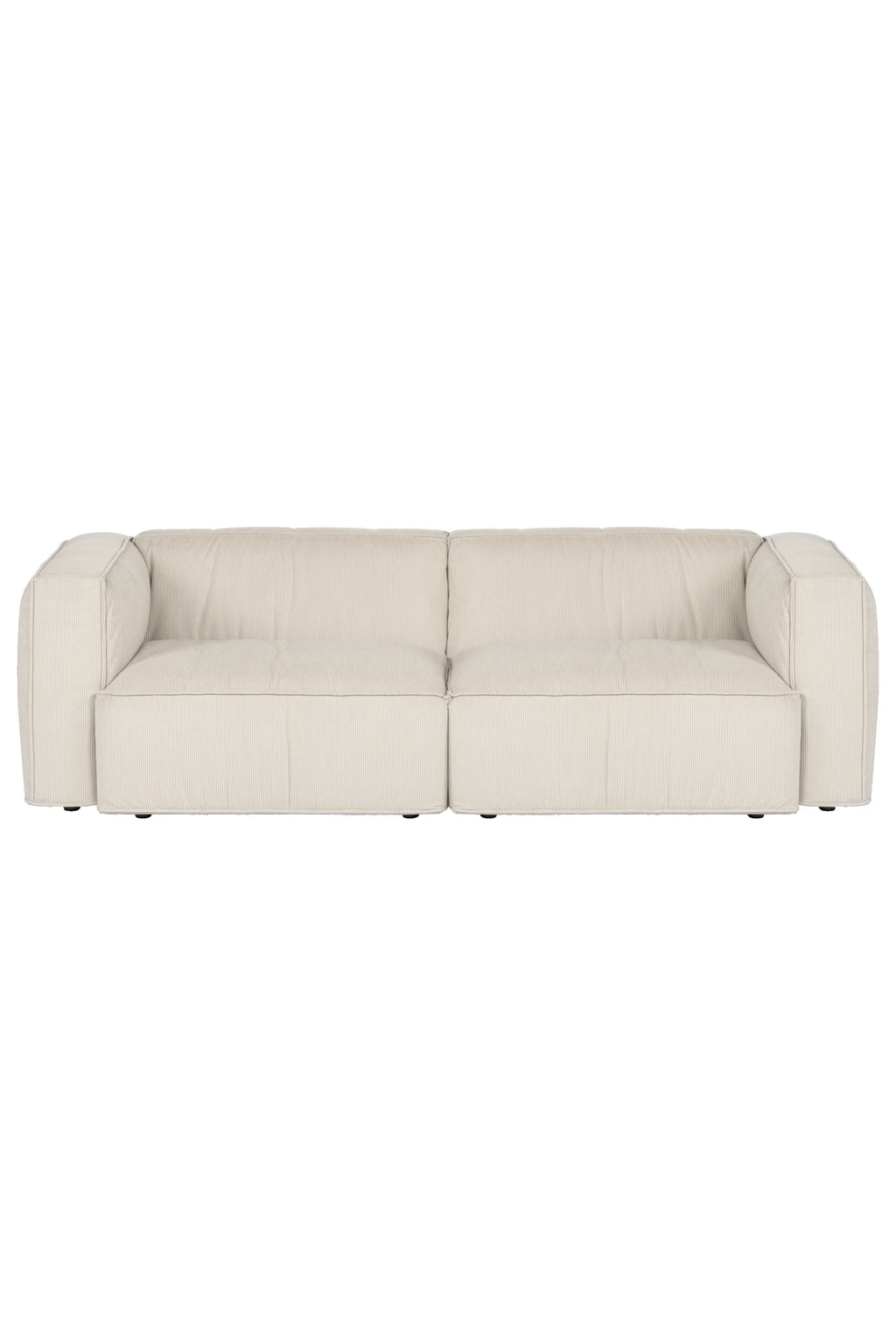 noo.ma Lobi Sofa 3-seater, a contemporary cream corduroy sofa featuring a modular design with soft, plush ribbed fabric upholstery, rounded armrests, and clean lines. This modern minimalist 3-seater sofa is perfect for spacious living rooms or a cozy Scandinavian apartment.