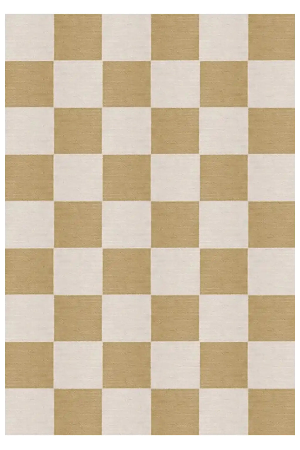 Layered Chess Wool Rug, a checkerboard pattern rug with alternating cream and light brown squares, woven from natural wool fibers. Perfect for adding a classic yet modern touch to living rooms or b...