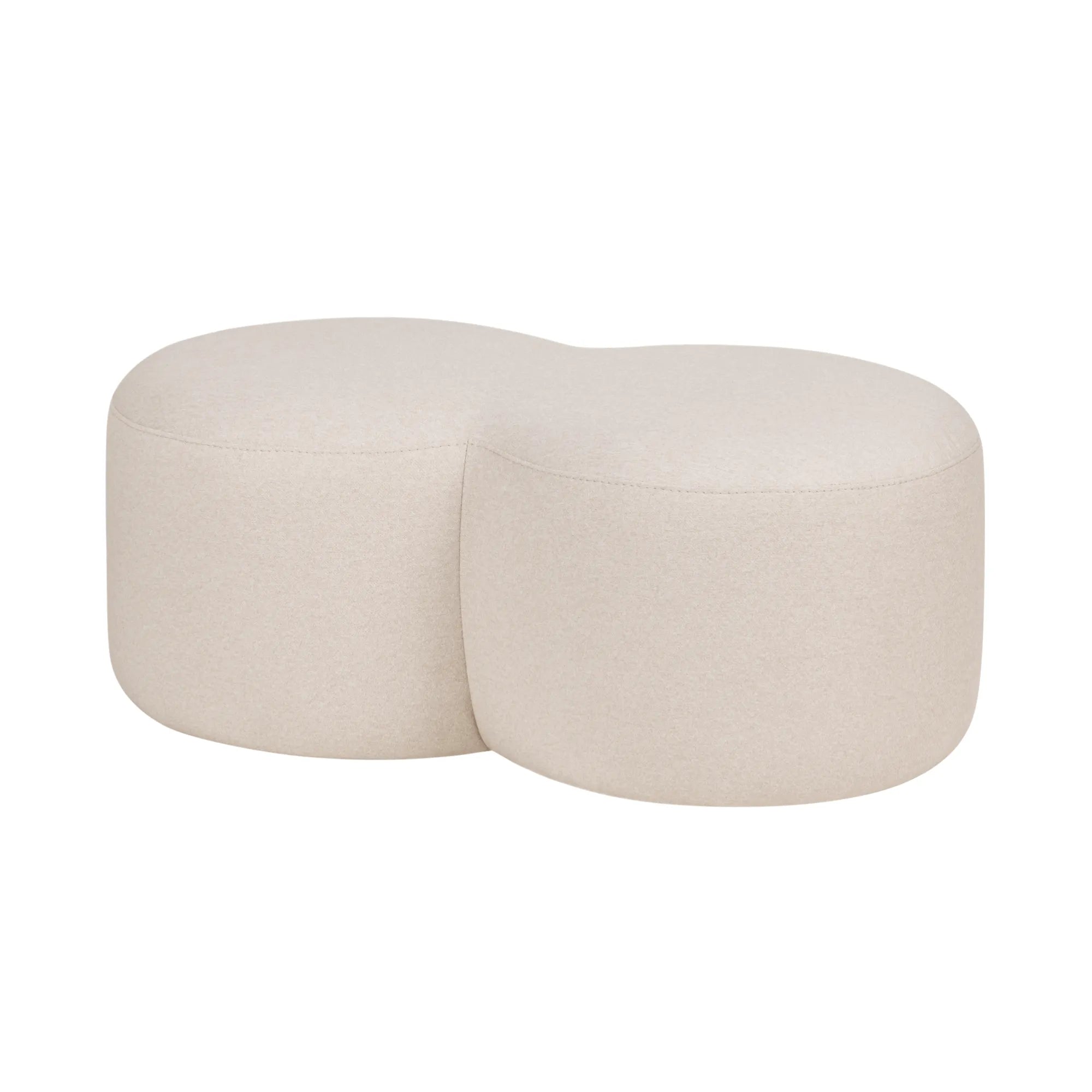Comfortable Umbo Pouf in white leather with gold accents