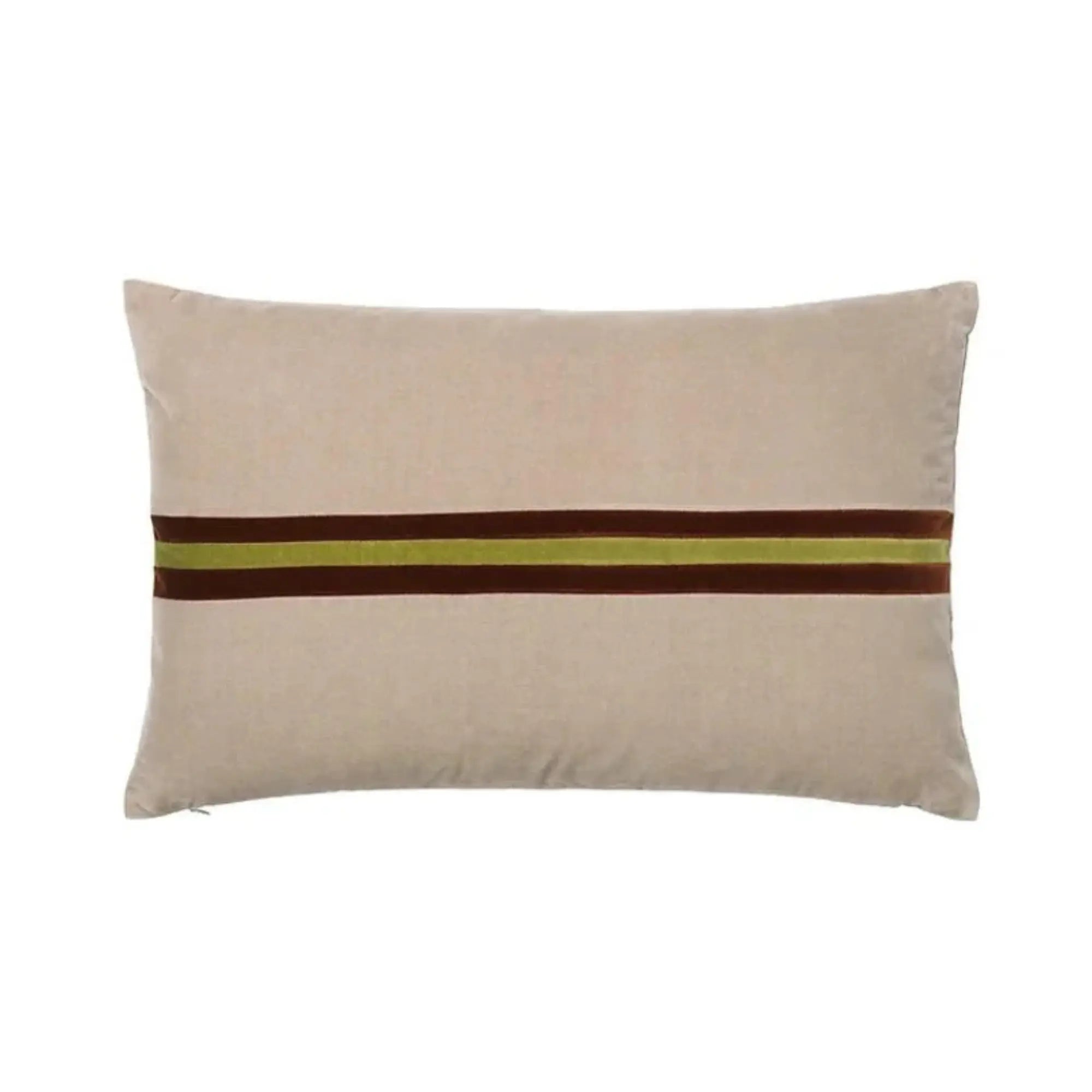 Harlow Cushion in soft velvet fabric with geometric embroidery and tassel trim