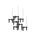 Modular black candle holder with 5 configuration options for versatility