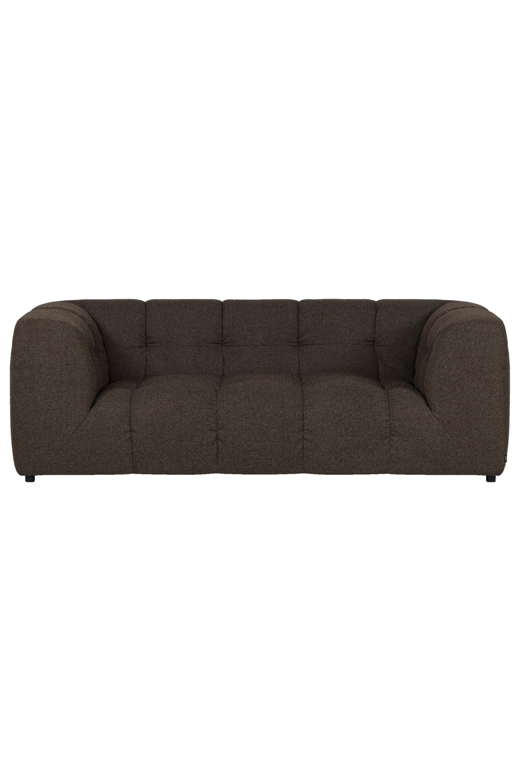 noo.ma Bolbi Sofa 2-seater, a contemporary dark brown sofa upholstered in a rich, textured fabric, featuring a plush, segmented design with distinctive button tufting and gently curved, rounded.