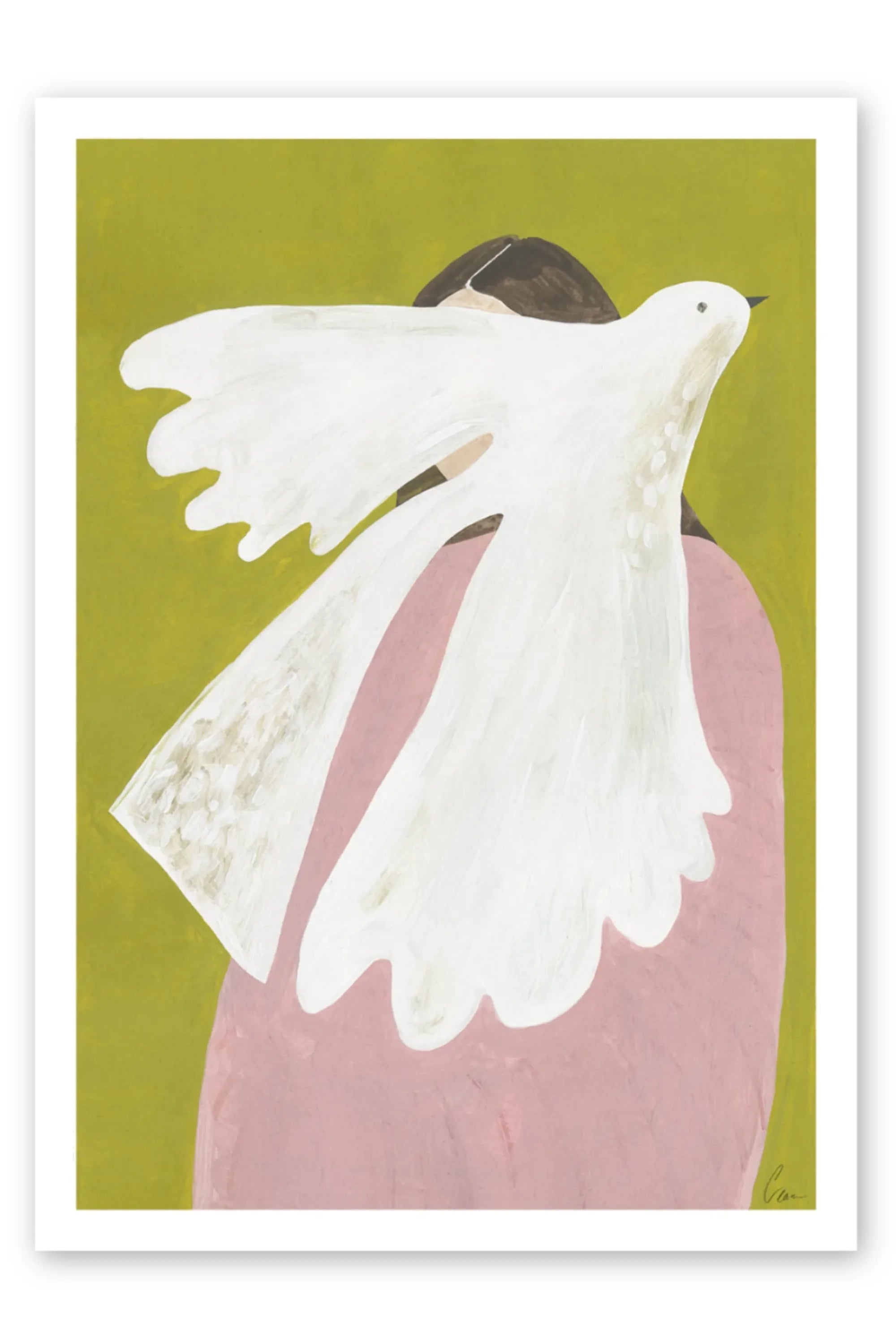 Bird and Woman - Art Print