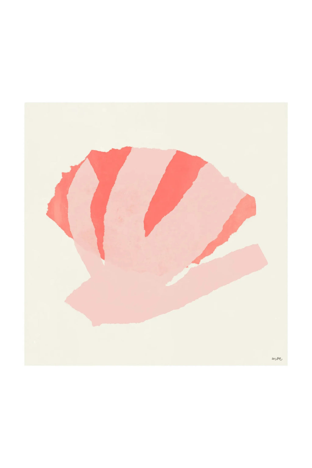 The Poster Club Branching I, an abstract art print featuring organic, torn-edge shapes in vibrant coral and soft blush pink tones, set against a warm cream background. This contemporary minimalist poster offers a subtle textural feel and a bold yet harmonious color palette. Perfect as modern wall art for Scandinavian living rooms, organic modern bedrooms, or a stylish gallery wall accent.