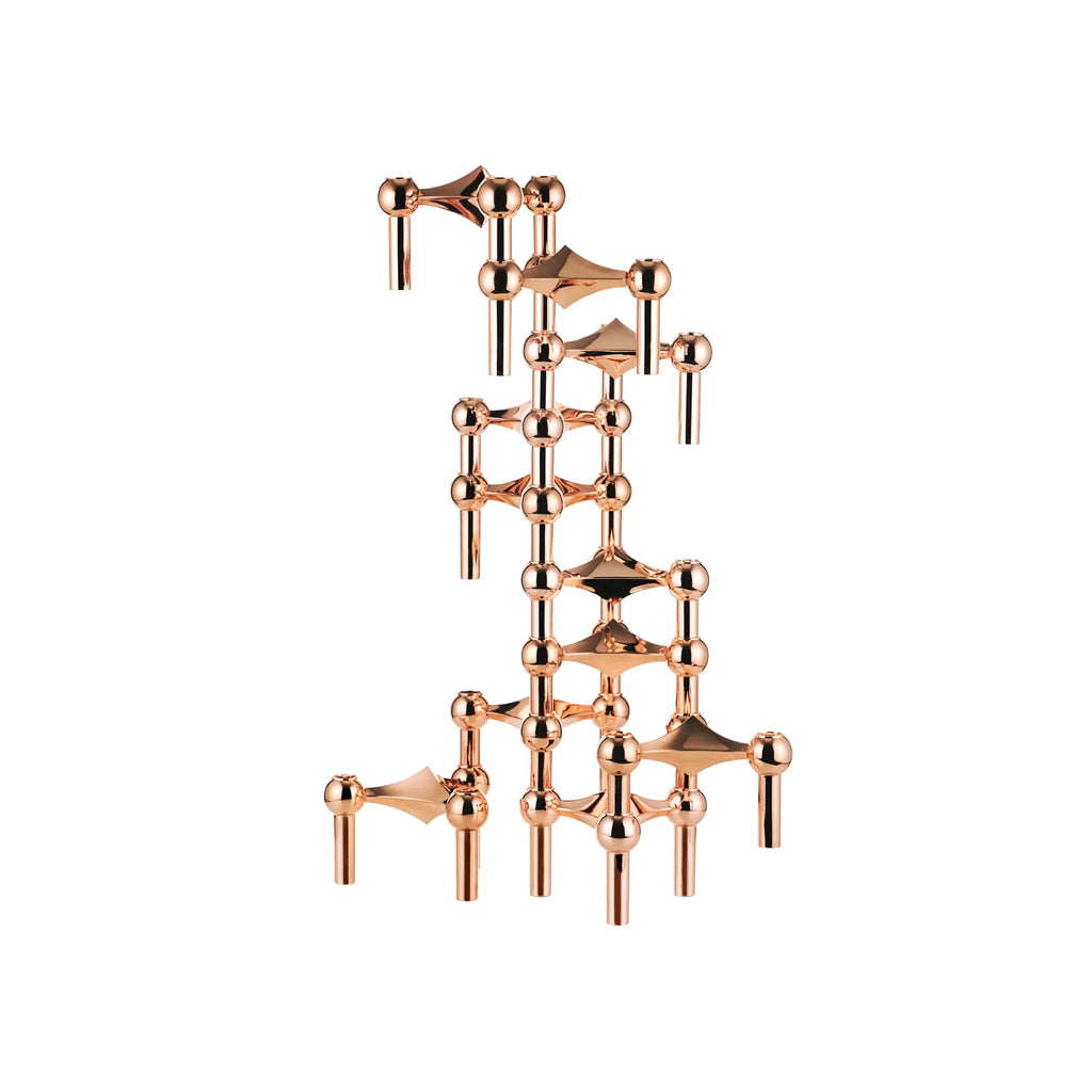 Modular candle holder with rose gold finish in Configuration 2