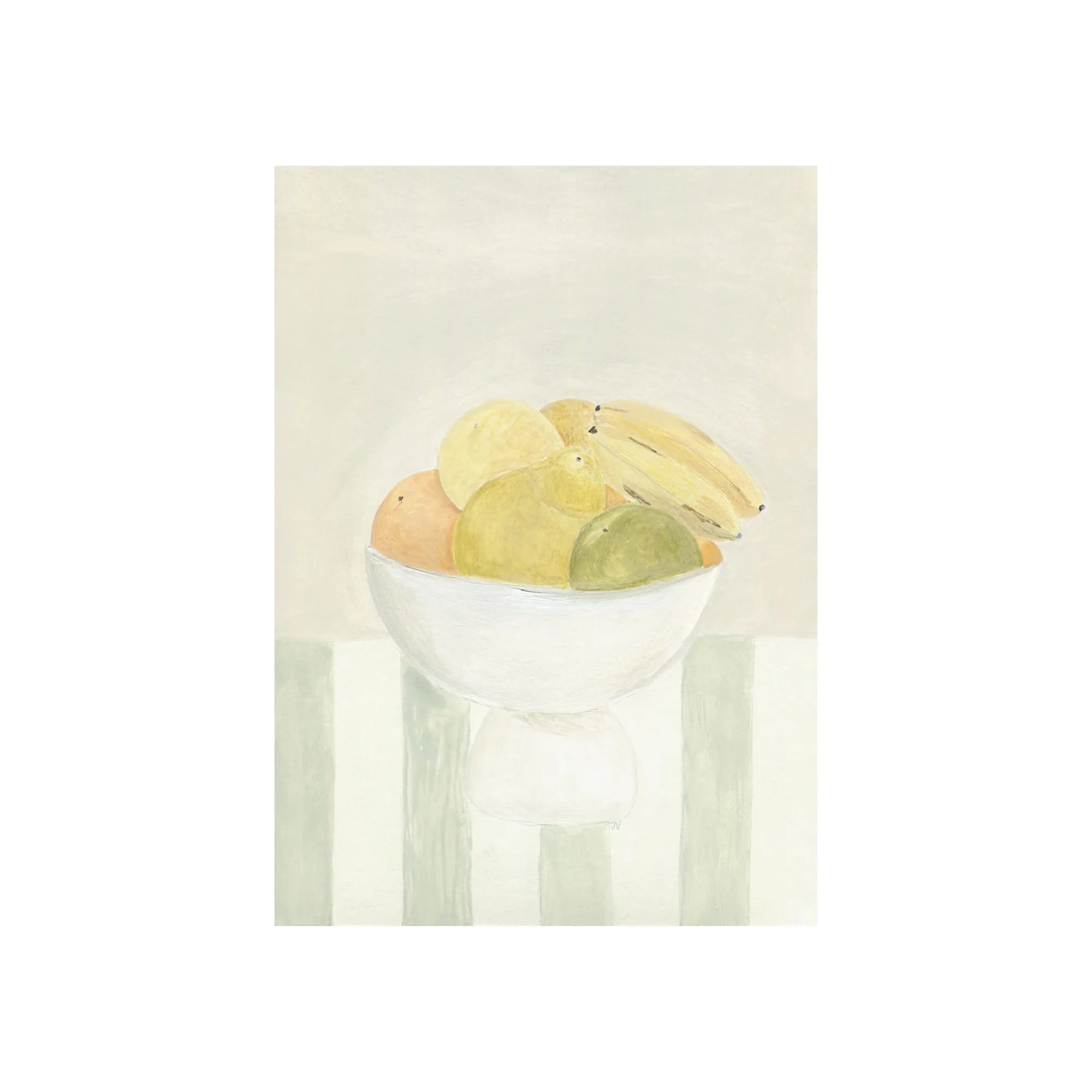 Realistic-oil-painting-of-a-still-life-arrangement-with-ripe-fruits-and-leaves-on-a-table
