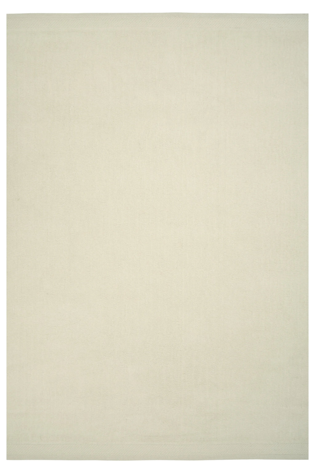 Linie Design Hushed Frame Rug, a premium hand-knotted wool area rug in a soft cream or off-white hue, featuring a subtly textured pile and a distinctive woven border that creates a '.