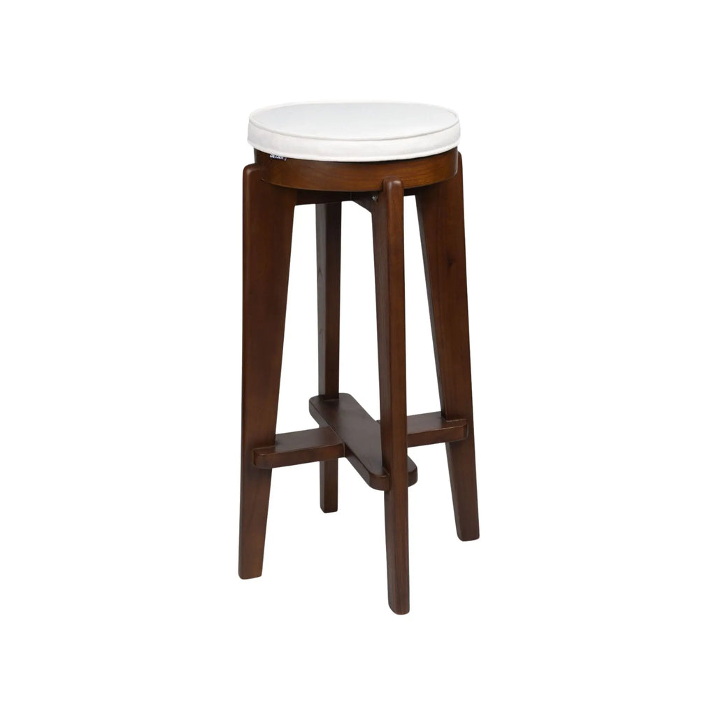 A vibrant red cushion designed specifically for barstools to provide comfort and style