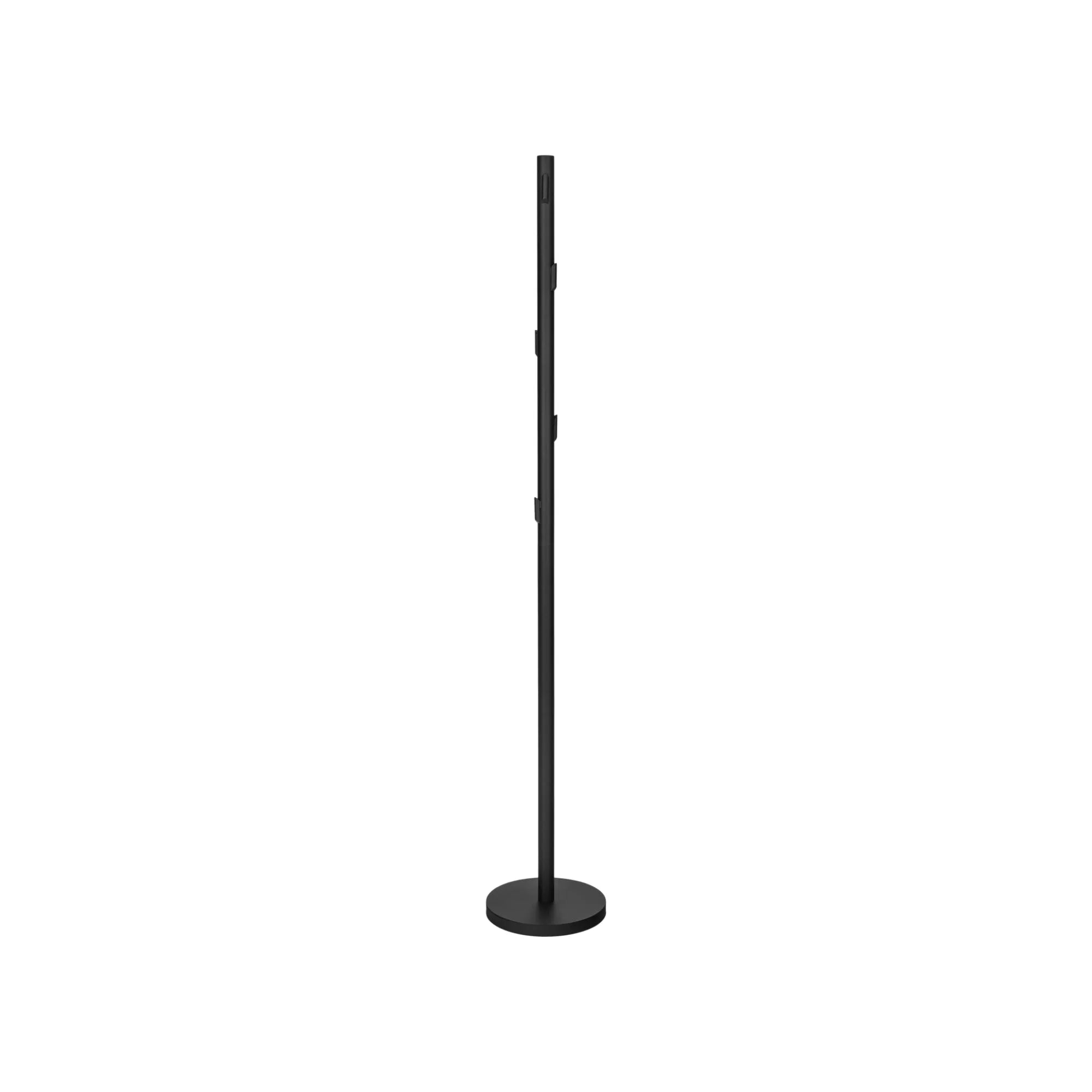 Modern black metal coat rack with 8 hooks and umbrella stand