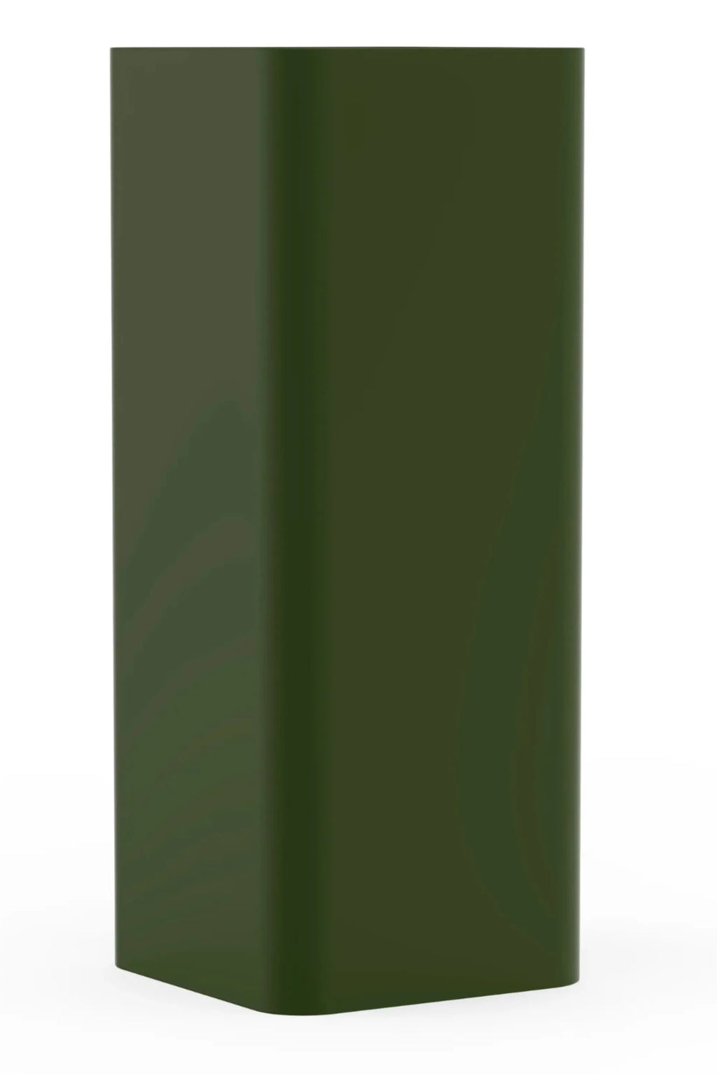 Gandia Blasco Sonora Outdoor Planter 5, a sleek modern minimalist outdoor planter in a deep matte olive green, featuring a tall rectangular column silhouette with softly rounded corners. Crafted from durable powder-coated aluminum, this contemporary architectural planter is ideal for sophisticated patio decor, garden landscaping, or as a striking accent in modern outdoor spaces.