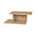 Tann Bedside Shelf in natural wood finish, designed to hang on the side of the bed