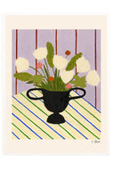 Flowers on Striped Cloth - Art Print - THAT COOL LIVING