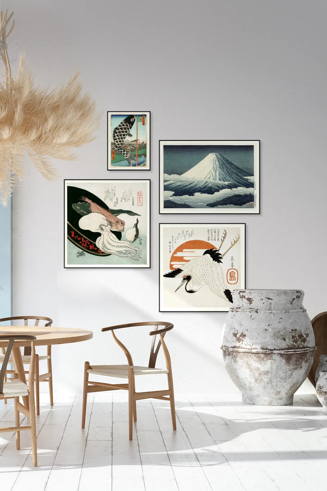 Stunning snow-capped Mount Fuji, the highest peak in Japan, against a clear blue sky