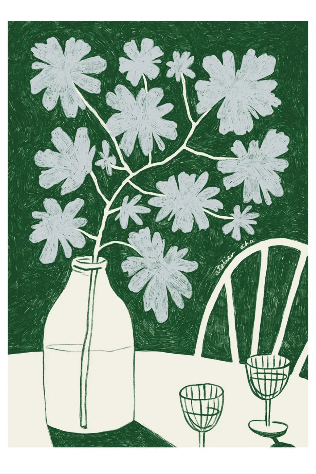 Blue Flowers & Red Wine - Art Print - THAT COOL LIVING