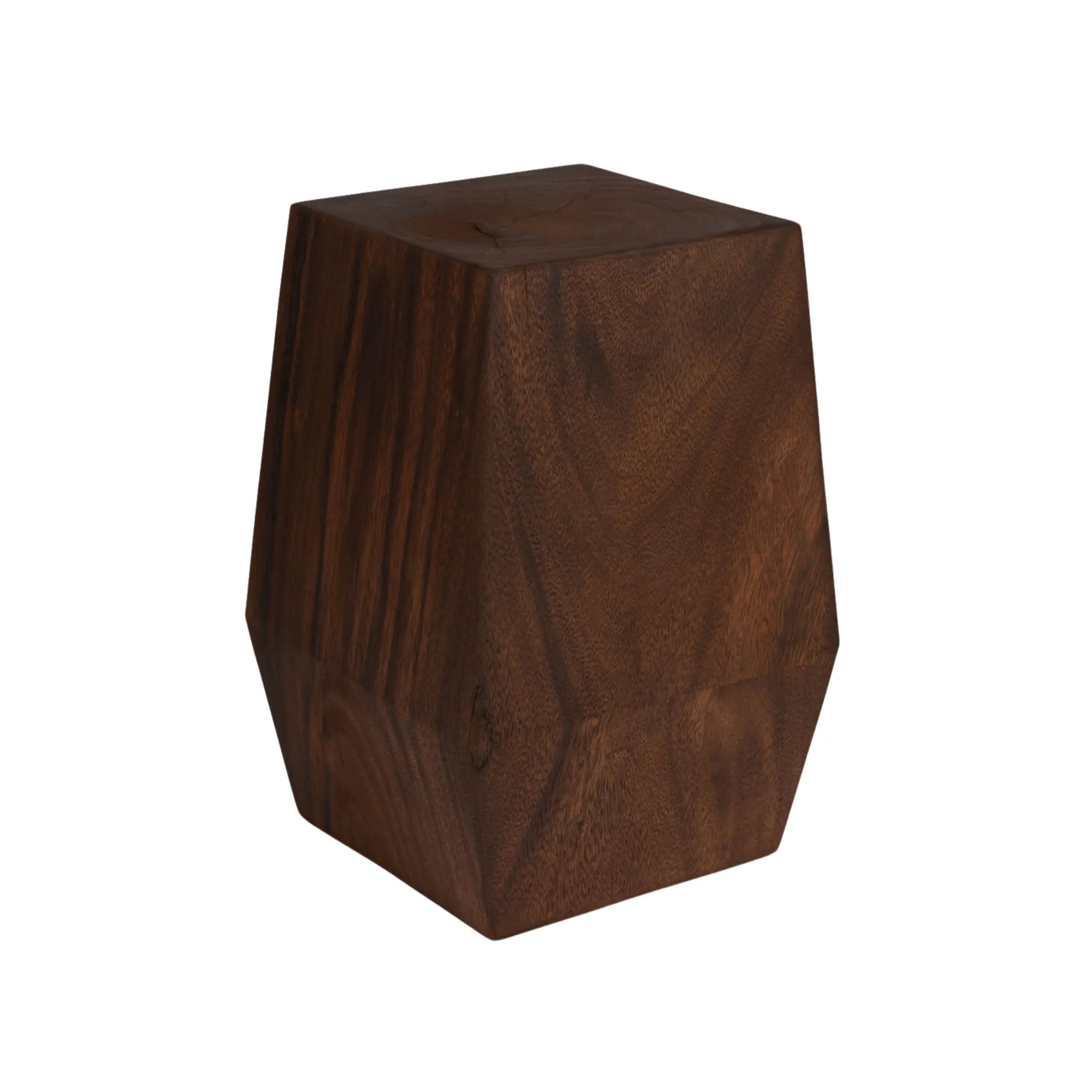 Modern wooden stool with curved seat and sleek metal legs