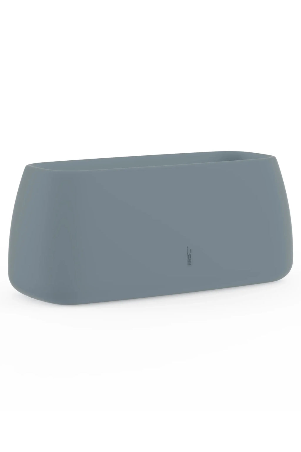 Gandia Blasco Sahara Outdoor Planter 5, a modern minimalist outdoor planter in a matte blue-grey finish, crafted from durable, weather-resistant polyethylene.