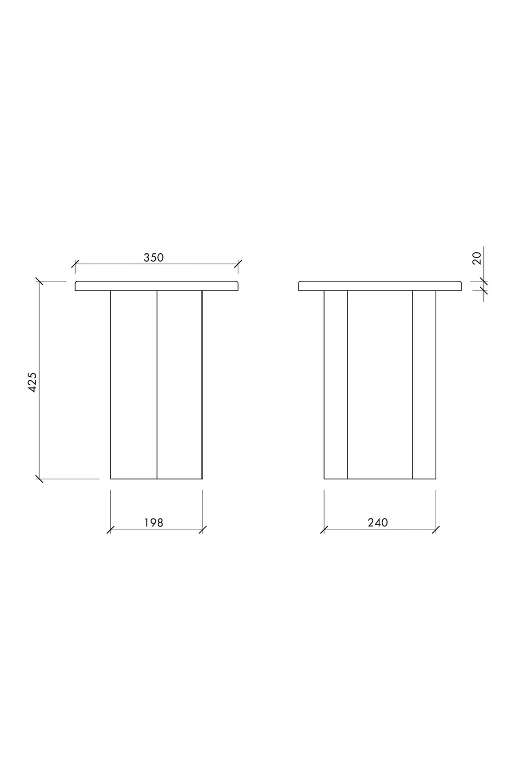 noo.ma Sato Side Table, a modern minimalist accent table featuring a clean, geometric silhouette with a rectangular top and a sturdy, panel-style base.