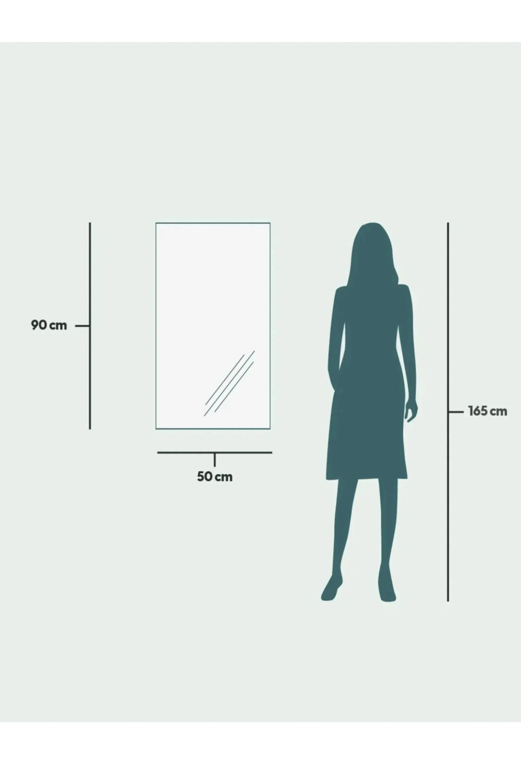 TCL Studios Full Lux Mirror With LED Lights, a sleek modern minimalist rectangular mirror featuring integrated LED lighting for optimal illumination. This contemporary frameless glass mirror measures 90x50 cm, offering a clear reflection and bright, even light. Ideal as a stylish vanity mirror for bathrooms, a functional dressing mirror for bedrooms, or a bright accent in hallways and entryways.