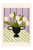 Flowers on Striped Cloth - Art Print - THAT COOL LIVING