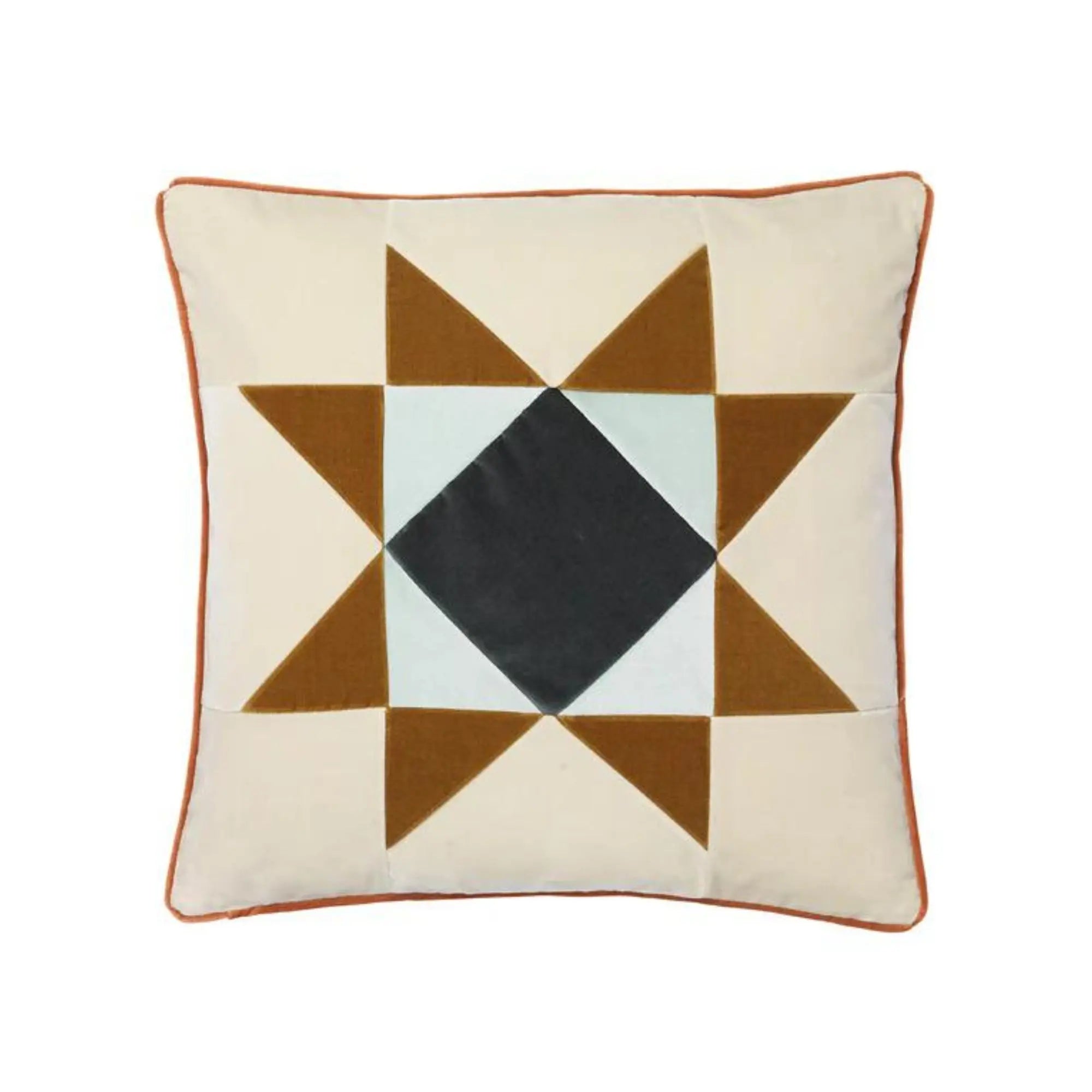  Close-up of Vega Cushion showing intricate embroidery and plush filling