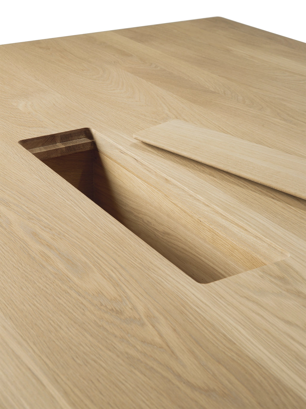 Ethnicraft Geometric Meeting Table, a contemporary solid oak dining table crafted from light natural wood with visible grain and a smooth finish.