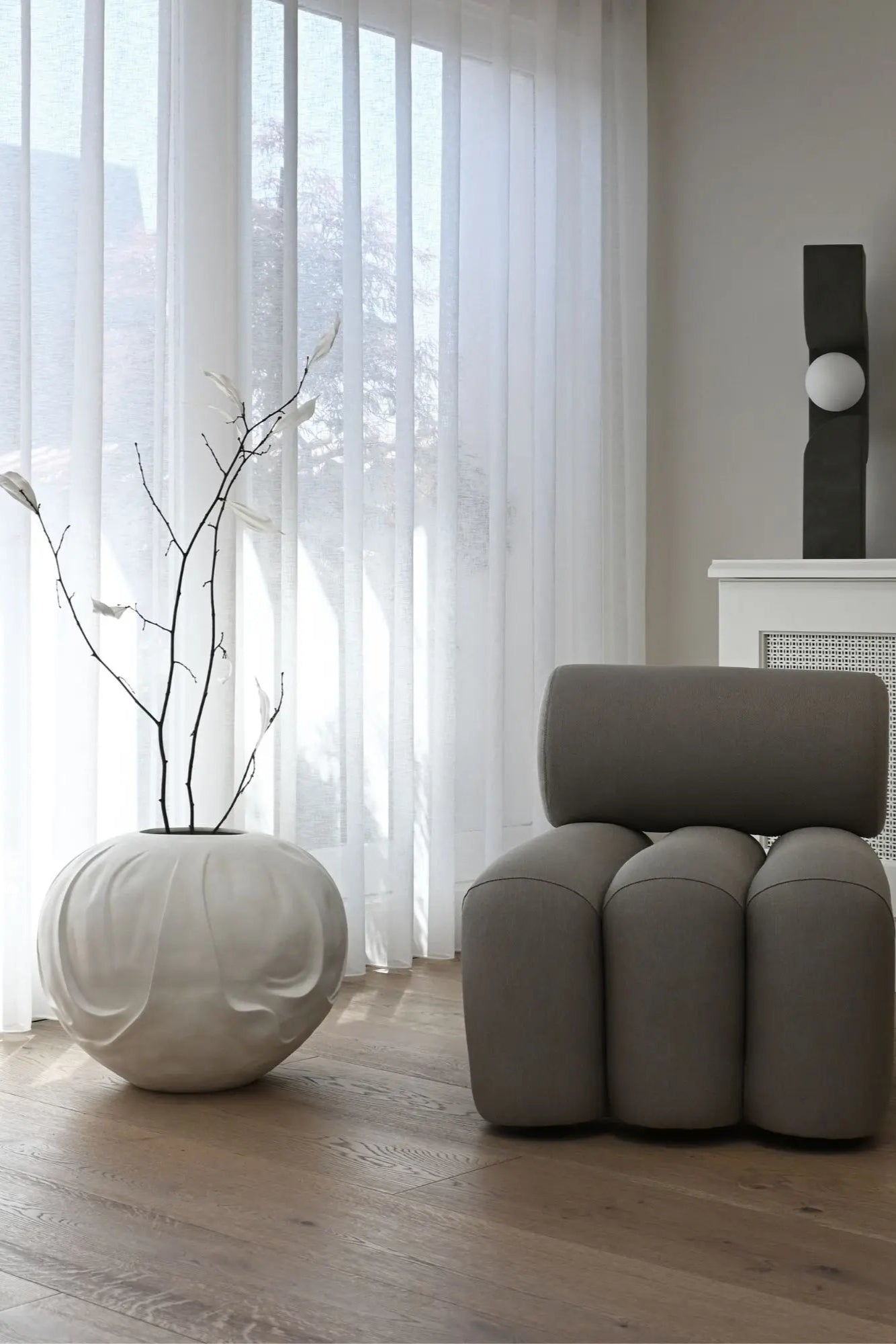 Foku Lounge Chair in a modern office space with a city view
