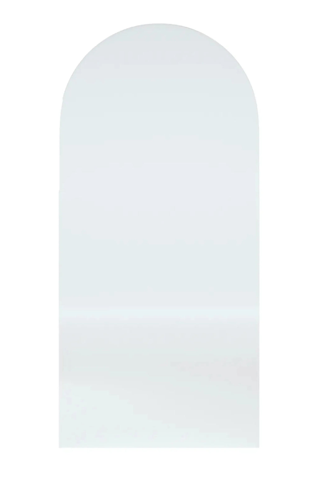 TCL Studios Arc Full Length Mirror, a modern minimalist frameless arch-top mirror featuring a sleek, clean design with clear reflective glass and a graceful, curved silhouette. This contemporary full-length floor mirror is ideal for adding light and depth to bedrooms, living rooms, and elegant entryways.