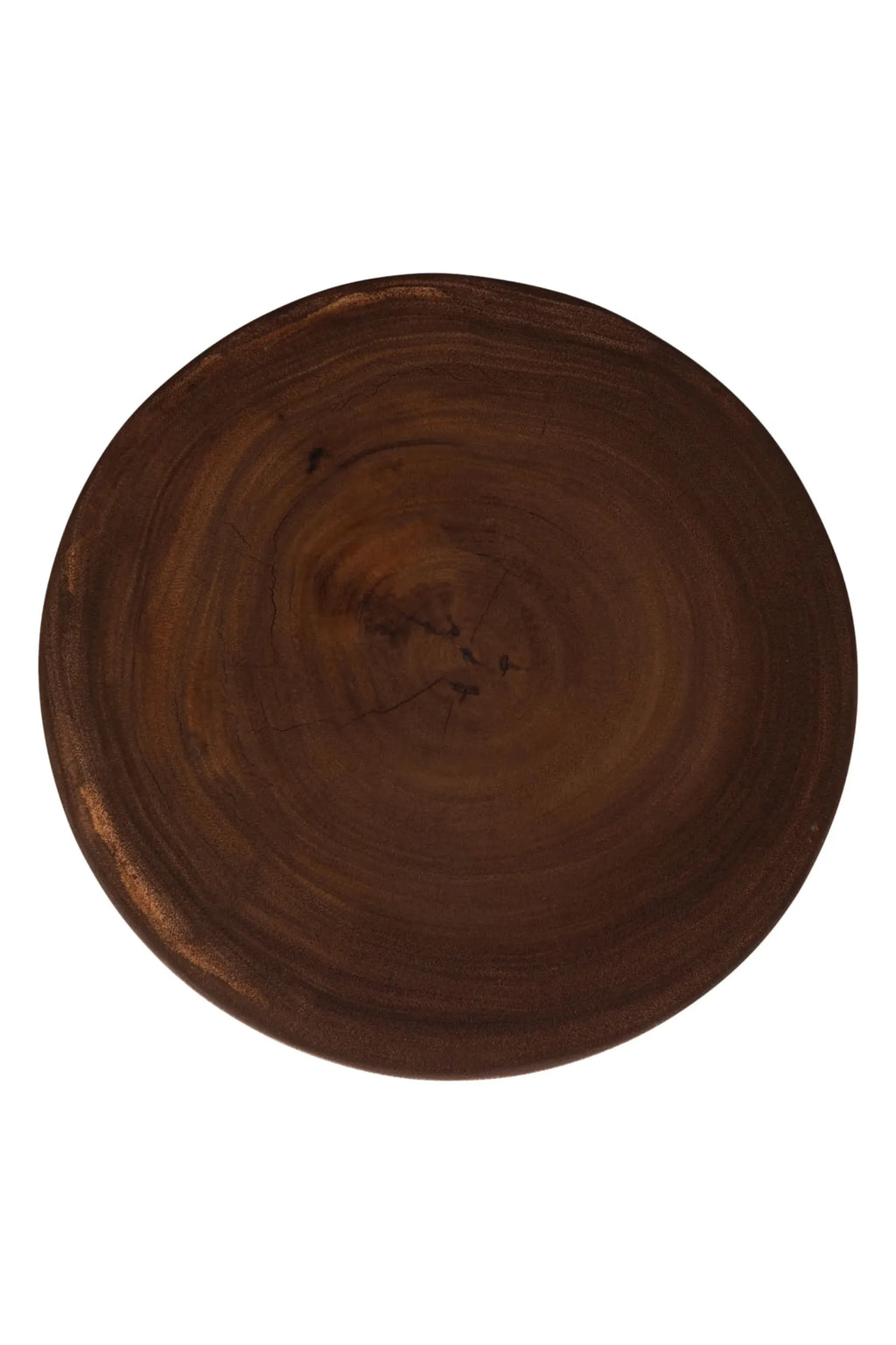 Detjer Stool S.A.S. 006, a dark brown solid wood stool or accent table crafted from a single, organically shaped wood slab, showcasing rich natural wood grain and subtle imperfections. This versatile piece offers an organic modern aesthetic, perfect as a minimalist bedside table, rustic living room accent, or unique plant stand for contemporary interiors.