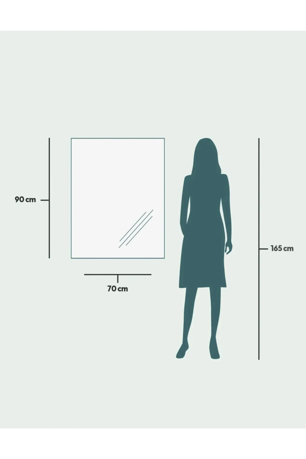 TCL Studios Full Lux Mirror With LED Lights, a sleek rectangular glass mirror featuring integrated LED lights for bright, even illumination.