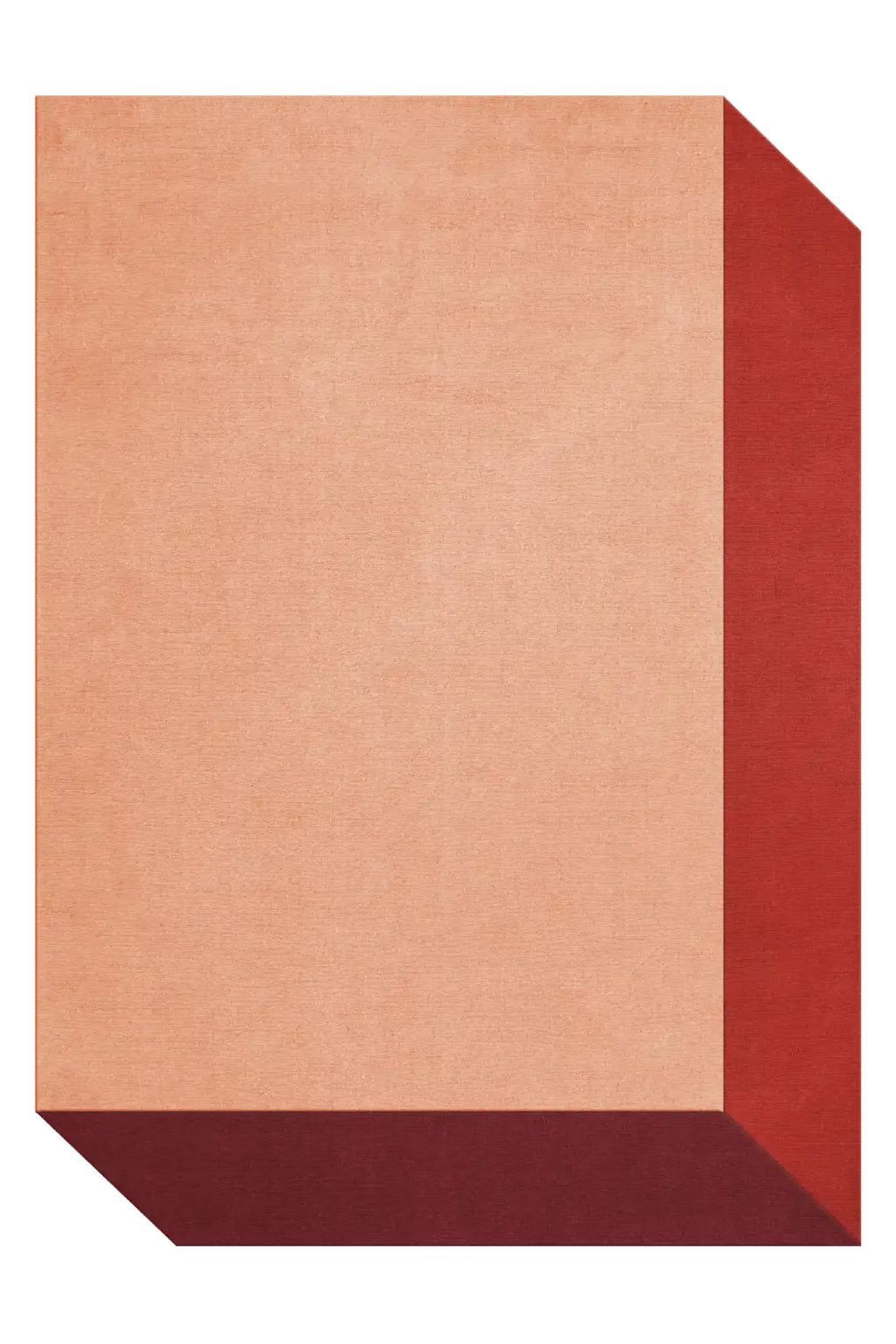 Layered Box Wool Rug, a modern rectangular area rug featuring a light peach-colored top surface and distinct reddish-brown sides creating a 3D box illusion. Perfect for adding a contemporary and ar...