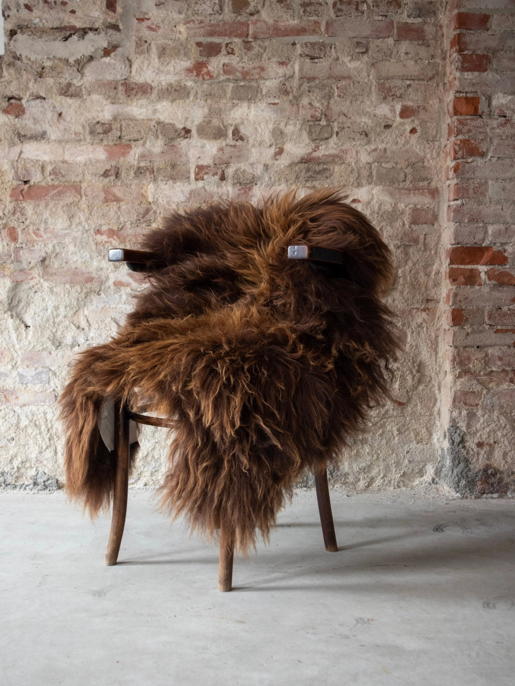 Icelandic Long-Hair Sheepskin Hide - Natural Rust Brown