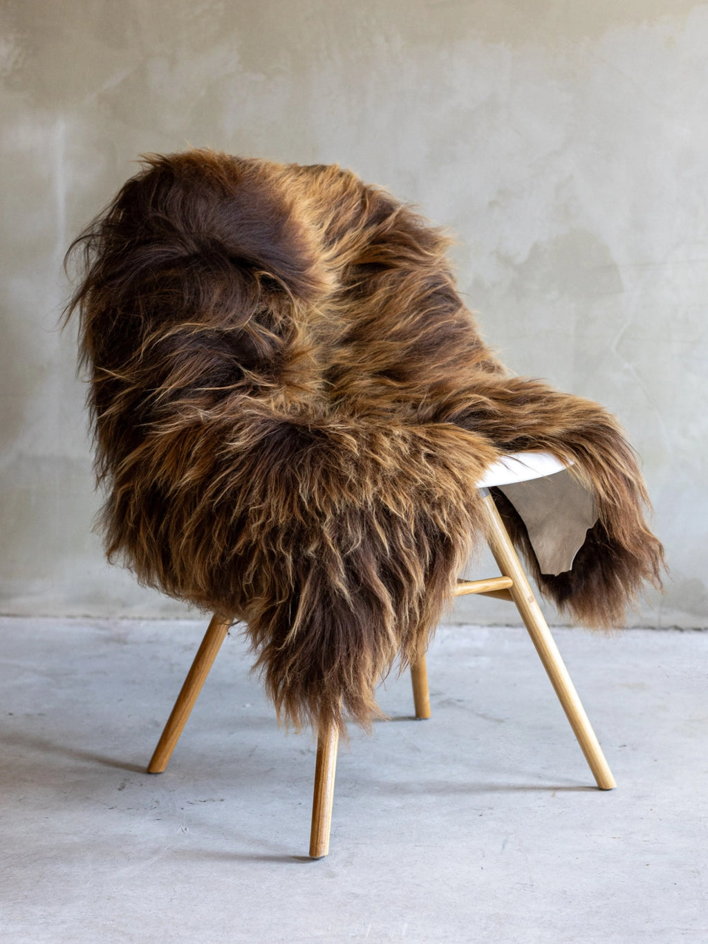 Icelandic Long-Hair Sheepskin Hide - Natural Rust Brown