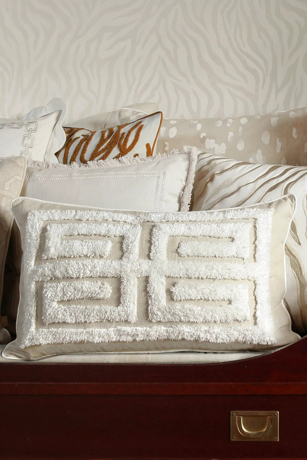 Cleo Cushion in vibrant red color with soft and plush texture