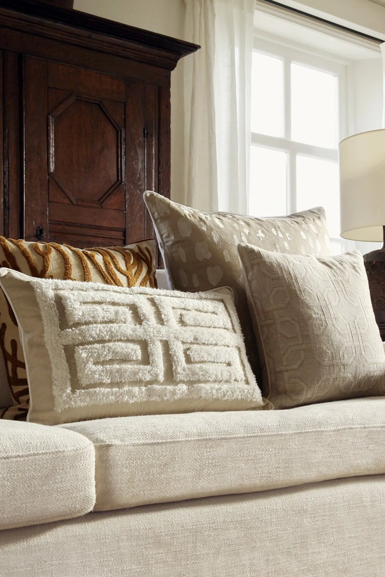 Cleo Cushion in a contemporary abstract print with bold and vibrant colors