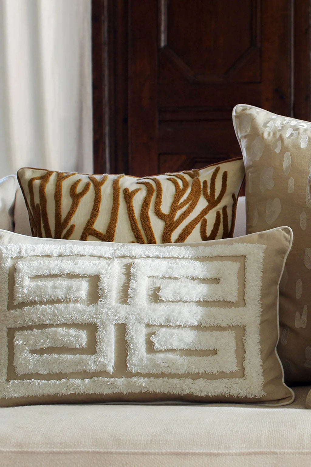 Cleo Cushion in a cozy knit fabric with a chunky and textured feel