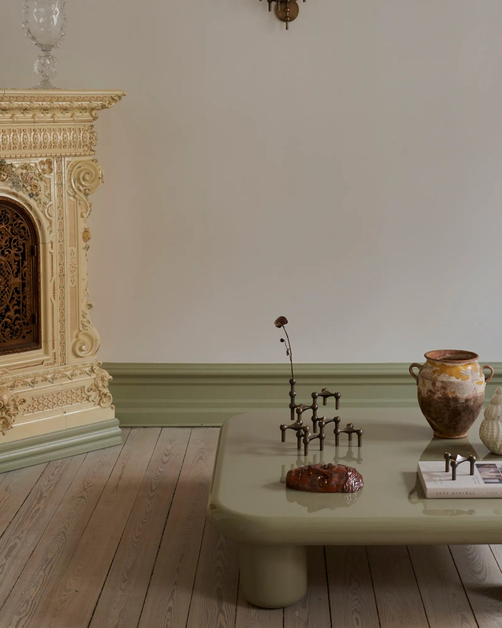 Modular candle holder made of bronzed brass with a unique configuration