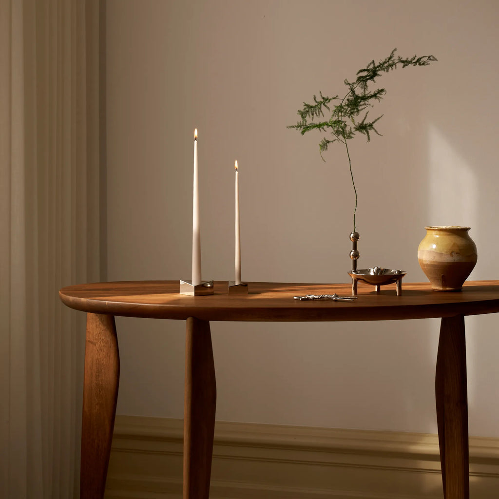 Handcrafted ceramic candle holder bowl with textured surface and matte finish