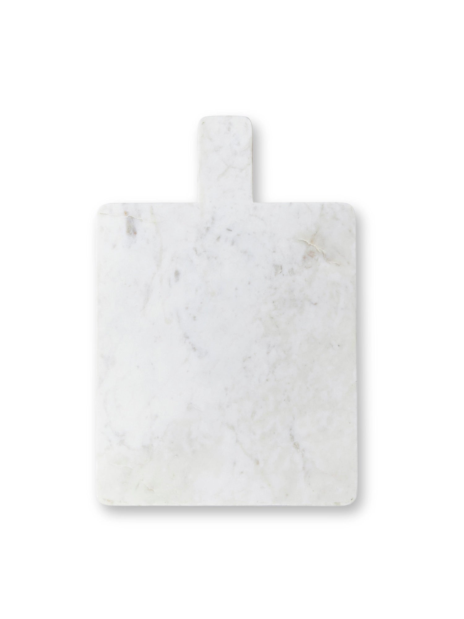 Marble cutting board with handle on a white background