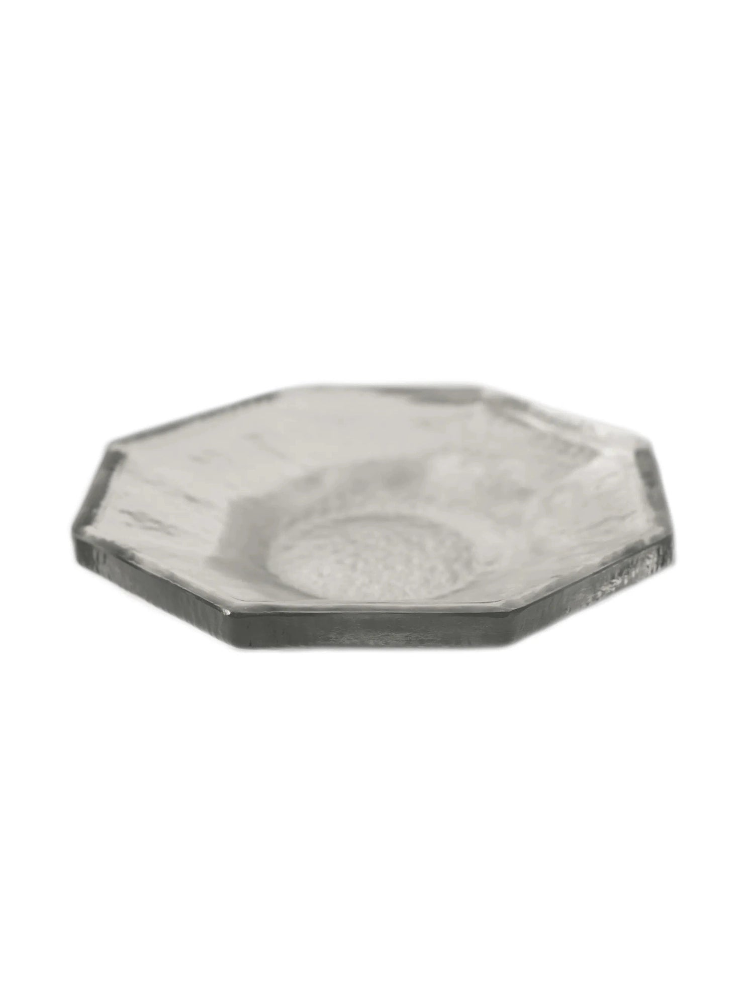 Octagonal glass dish on a white background