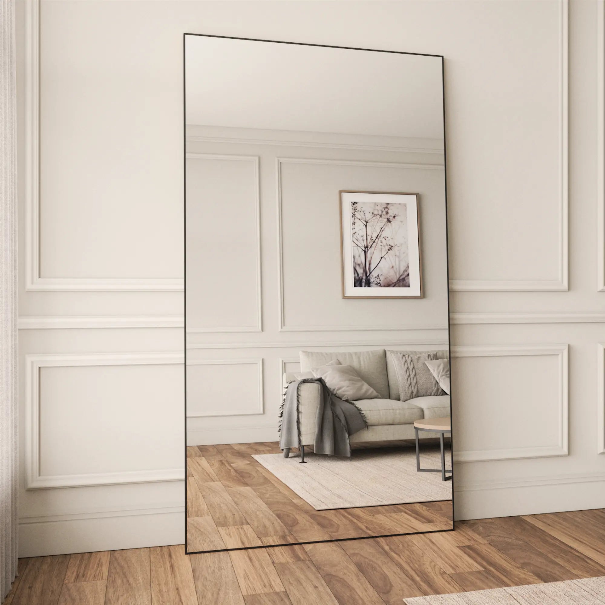 Full Length Mirror with Sleek Mahogany Wood Frame