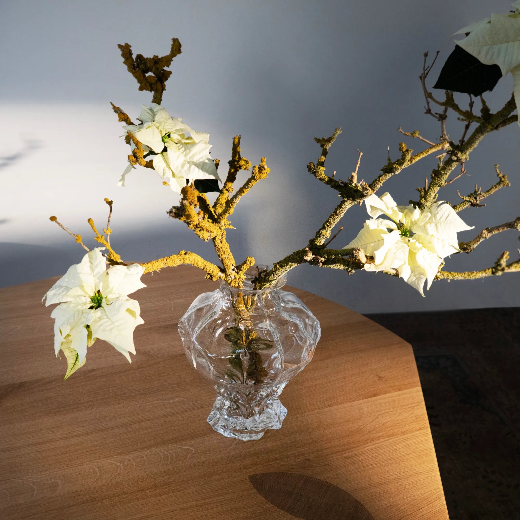 Beautiful handcrafted Ammonit Vase made of delicate glass, perfect for displaying fresh flowers