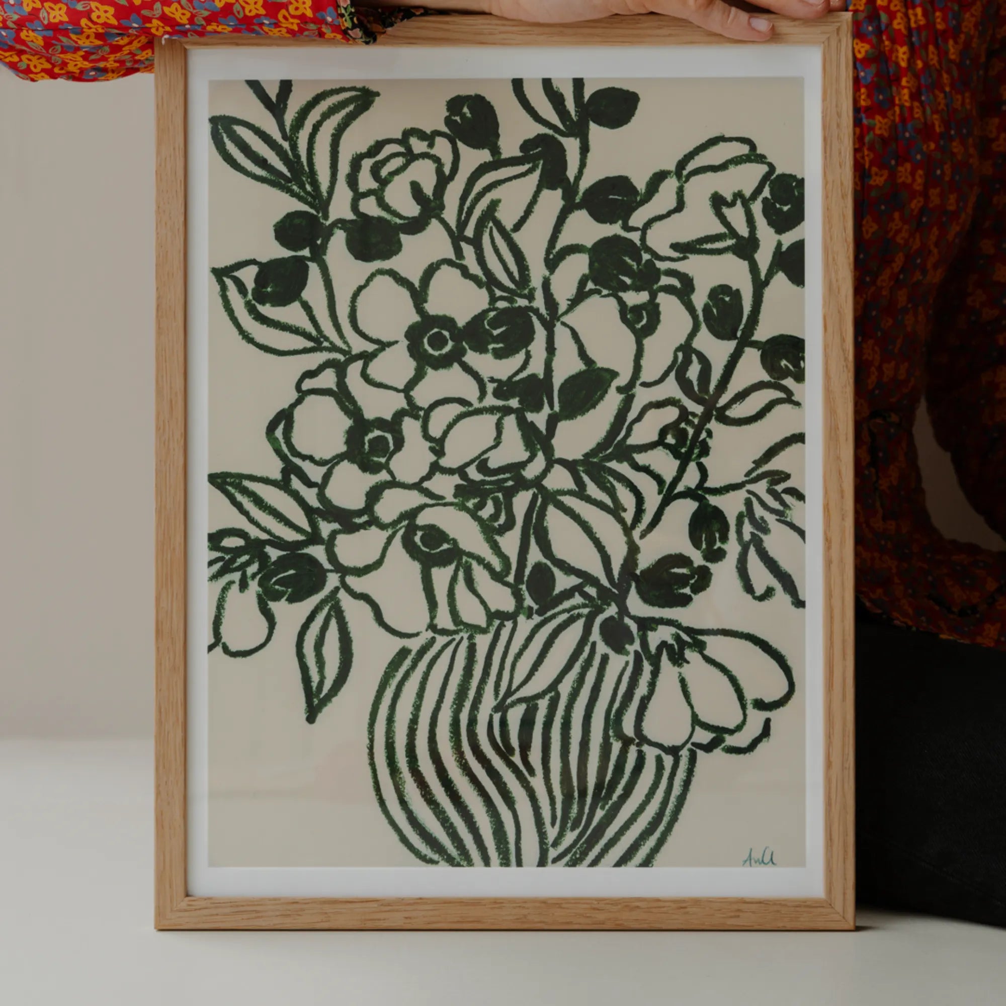 Close-up of vibrant and detailed floral artwork titled 'Poppy Studies II'