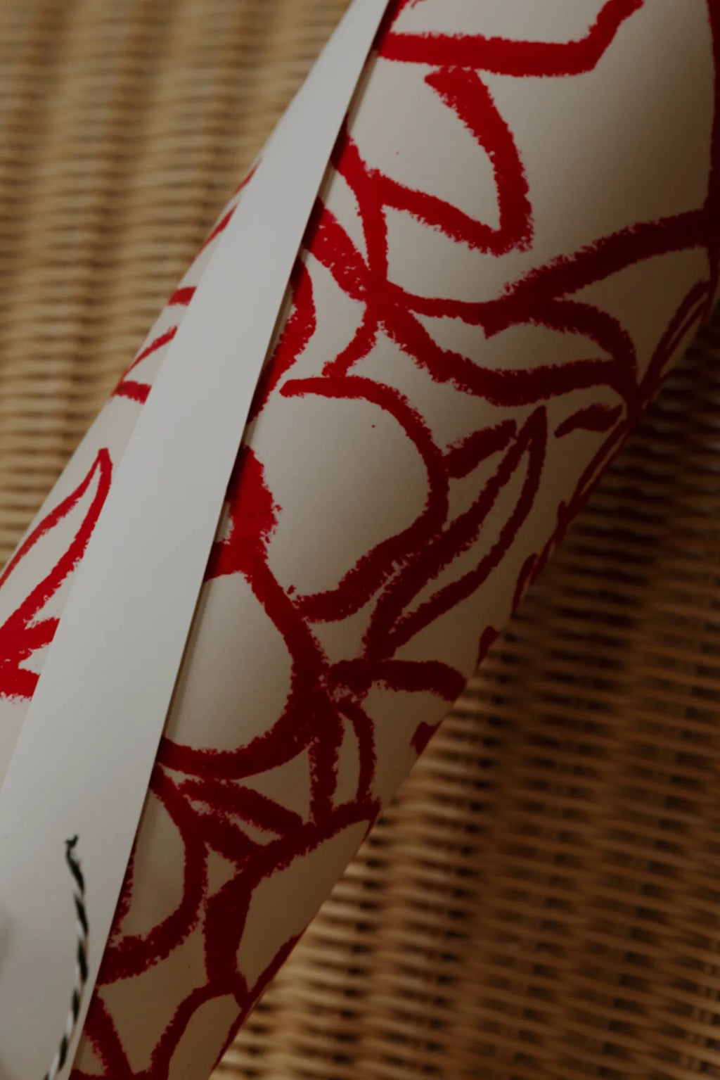 The Poster Club Poppy Studies I, a contemporary abstract art print showcasing vibrant red, hand-drawn organic lines that evoke poppy blossoms against a soft cream background, featuring a subtle crayon-like texture.